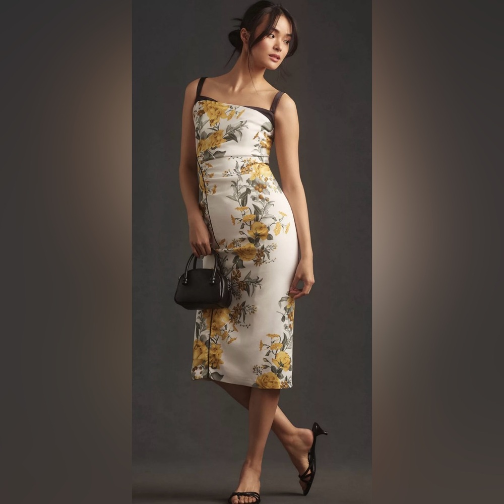 Maeve Sleeveless Square-Neck Column Midi Dress